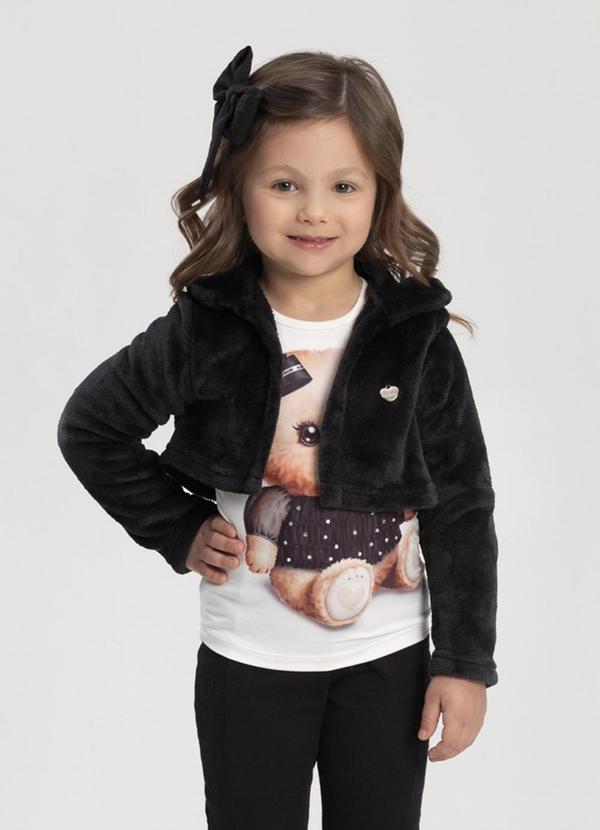 Vista 2 Blusa Menina de Mangas Longas com Strass Preto Alakazoo Alakazoo