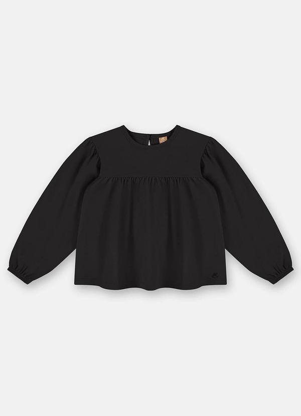 Vista 2 Blusa Menina em Meia Malha Preto Up Baby Up Baby