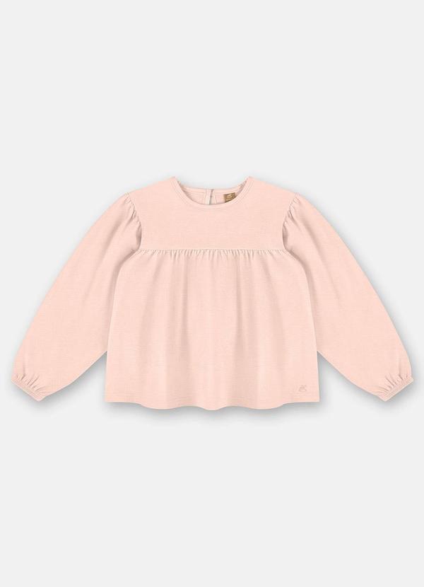 Vista 2 Blusa Menina em Meia Malha Rosa Up Baby Up Baby