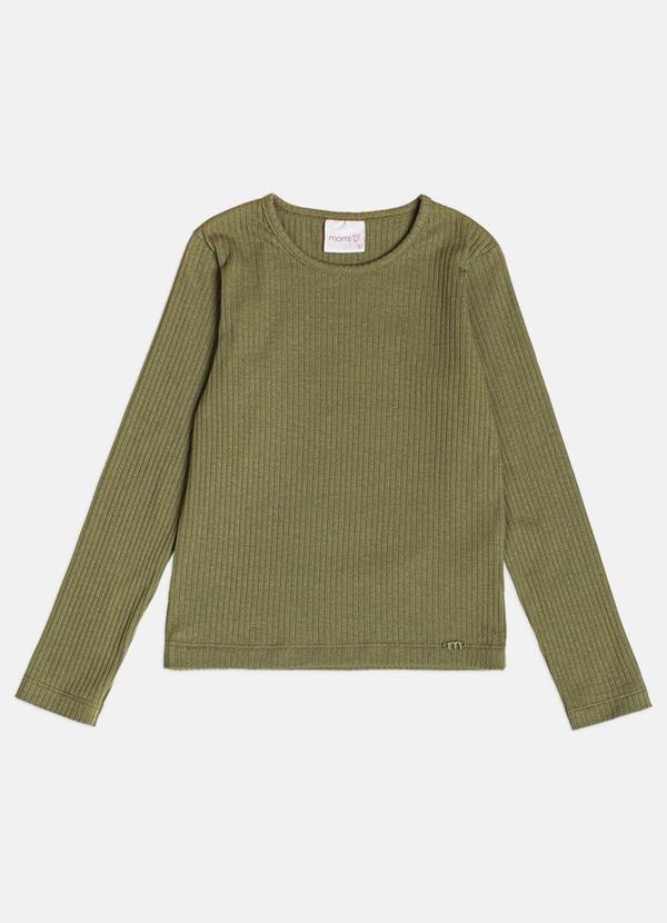 Blusa Menina Infantil Básica Verde Canelada