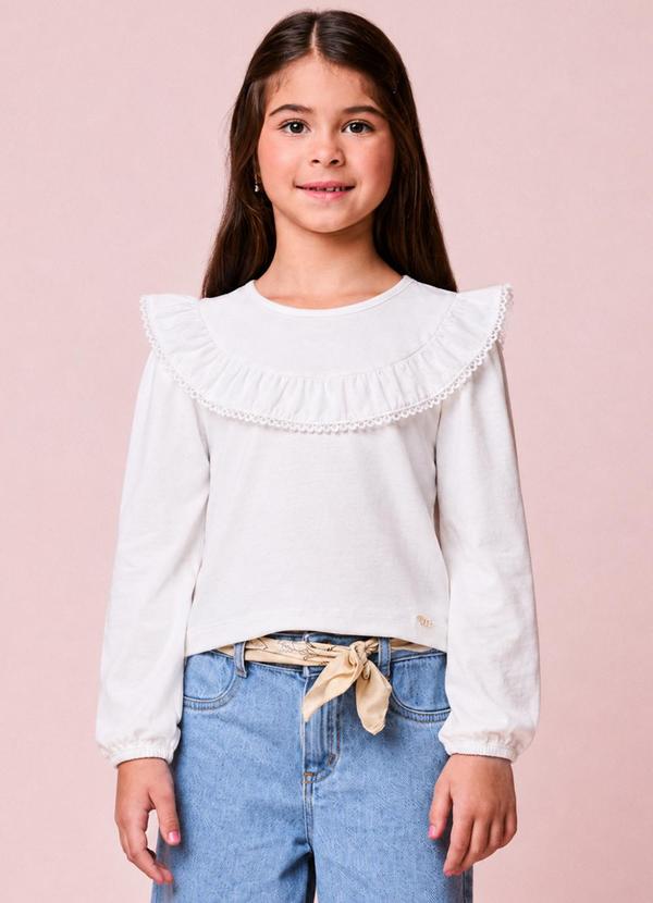Blusa Menina Infantil com Babado e Renda