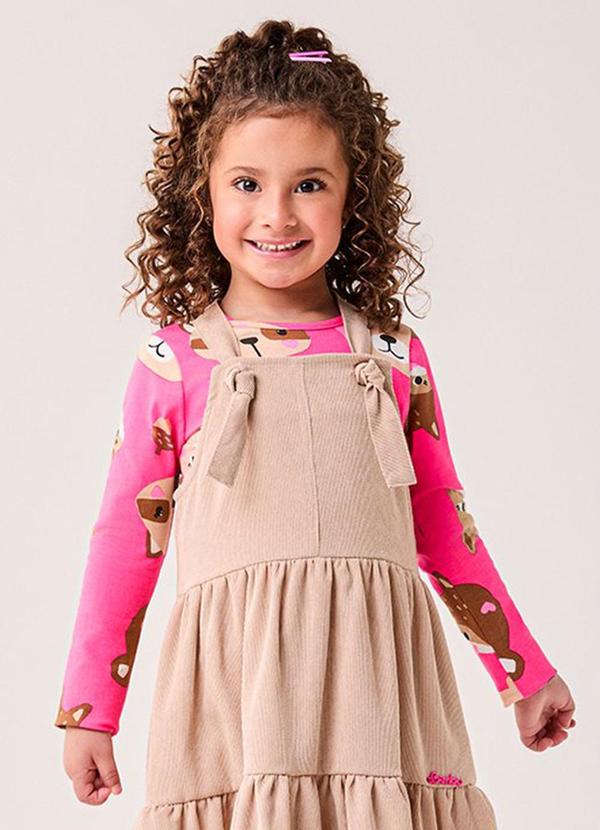 Blusa Menina Manga Longa de Bichinhos Rosa
