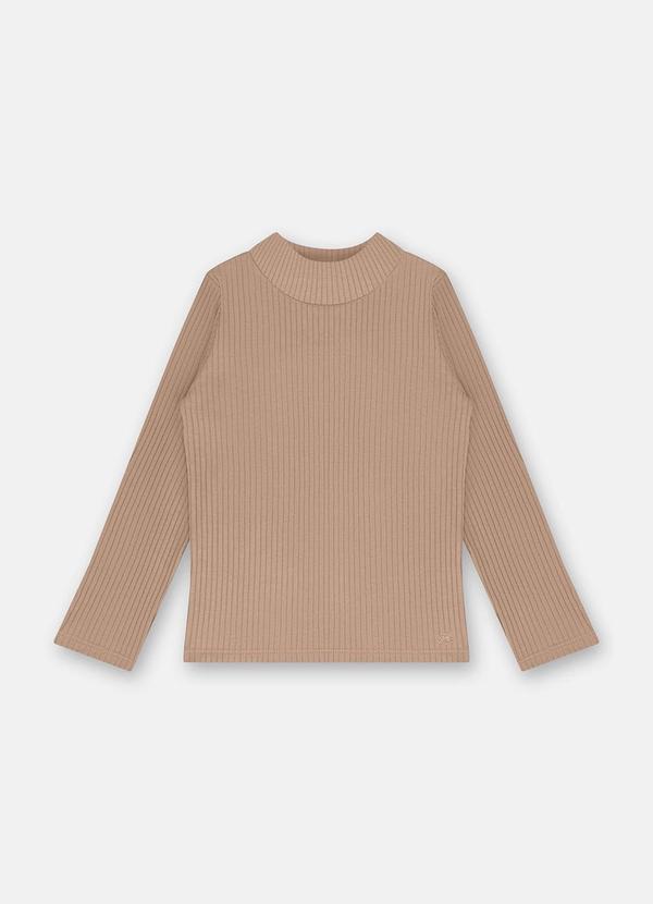 Blusa Menina Ribana Canelada Marrom