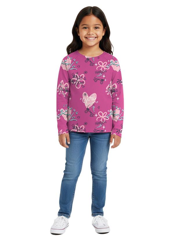 Blusa Mullet Corações Rosa Escuro