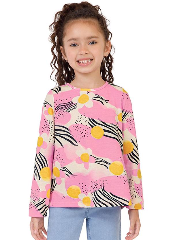 Vista 2 Blusa Mullet Floral Menina Rosa Malwee Kids Malwee Kids