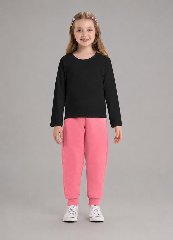Blusa Manga Longa Infantil Feminina Preto
