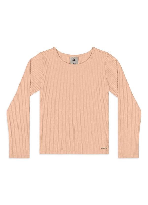 Blusa Ribana Canelada Manga Longa Marrom