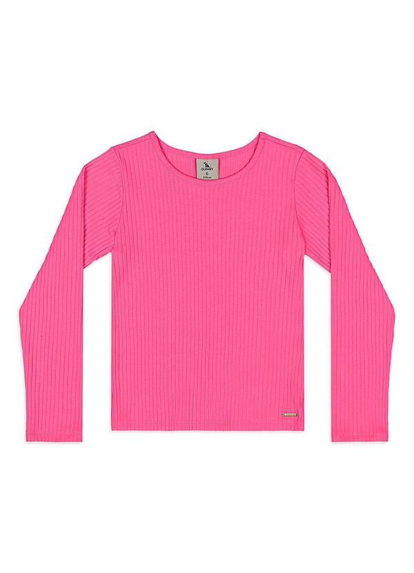 Blusa Ribana Canelada Manga Longa Rosa