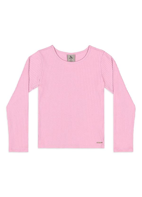 Blusa Ribana Canelada Manga Longa Rosa