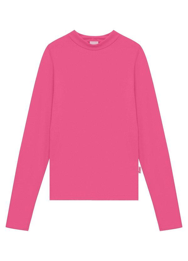 Blusa Teen Térmica com Gola Rosa
