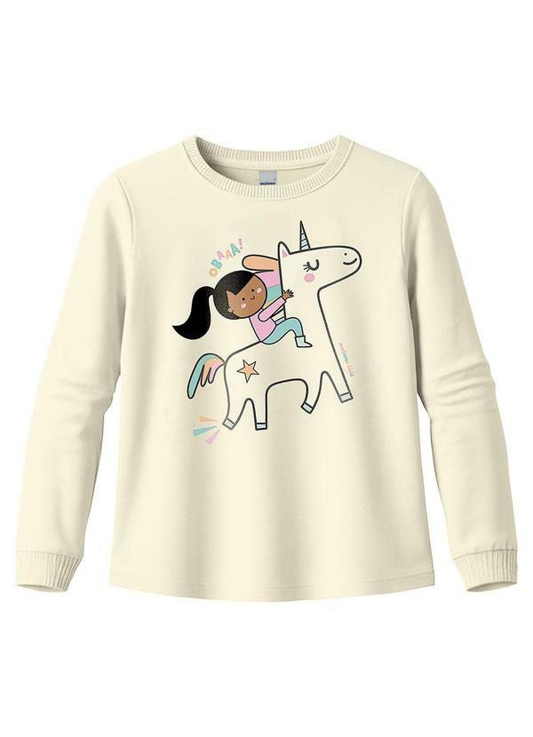 Blusa Unicórnio com Glitter Bege