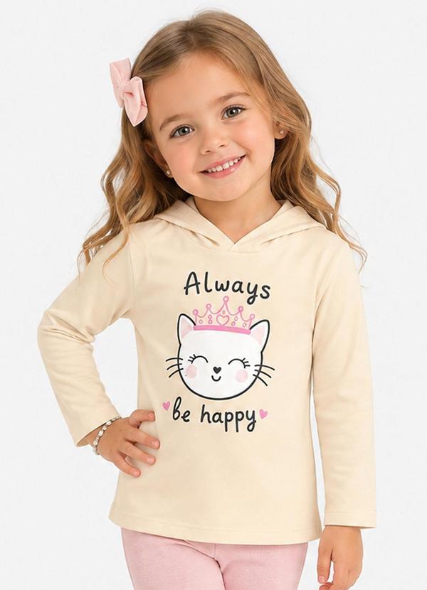 Blusão com Capuz Infantil Feminino Bege