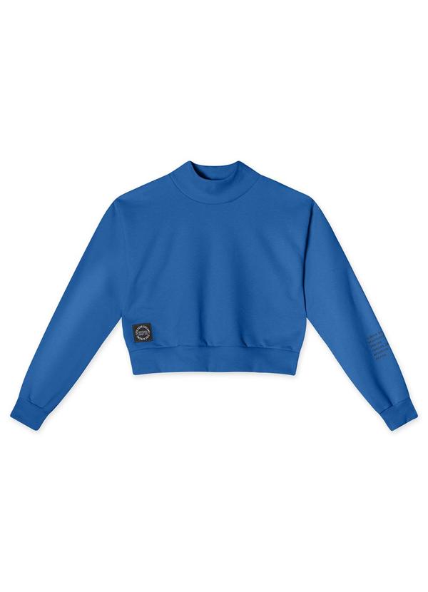 Vista 2 Blusão Cropped Moletom Juvenil Feminino Azul Hapier Hapier