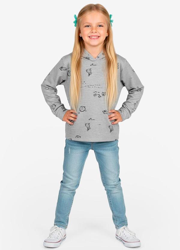 Blusão Infantil Menina com Capuz Cinza
