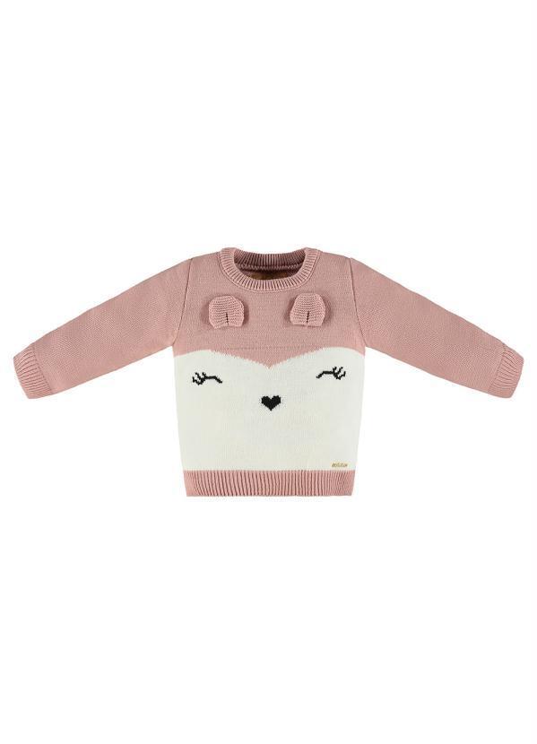 Vista 2 Blusão Infantil Menina em Tricot Rosa Up Baby Up Baby