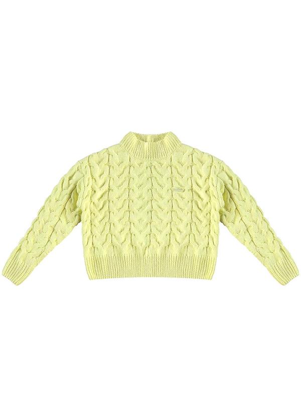 Blusão Suéter em Tricô Texturizado Amarelo