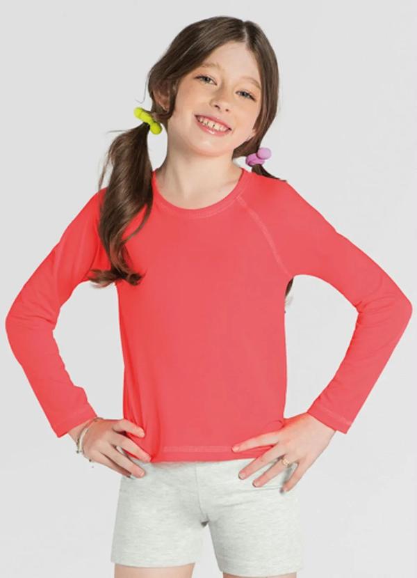 Vista 2 Camiseta Infantil Malha Uv Rosa Brandili Brandili