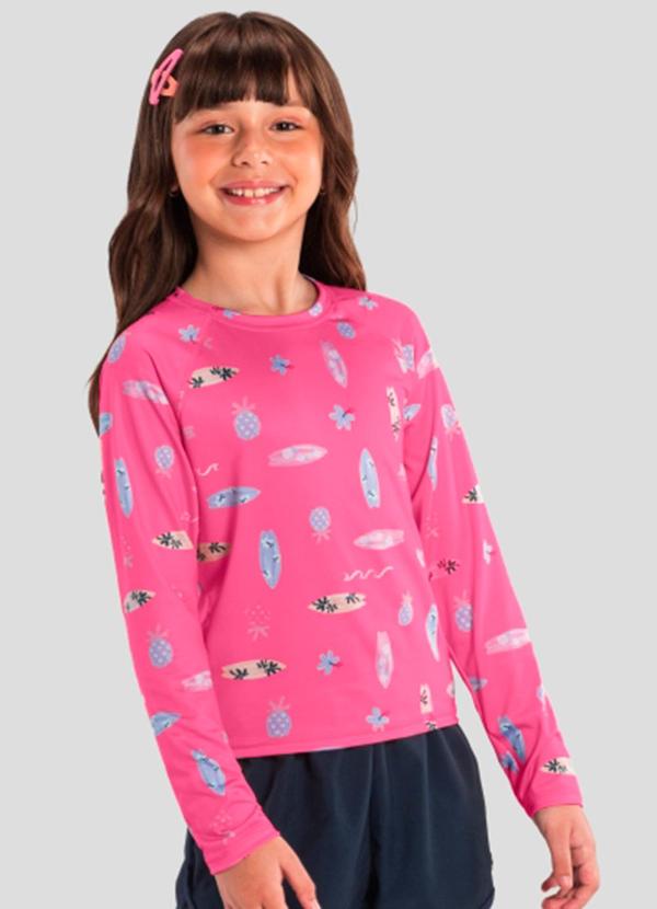 Vista 2 Camiseta Infantil Menina em Malha Uv Rosa Brandili Brandili