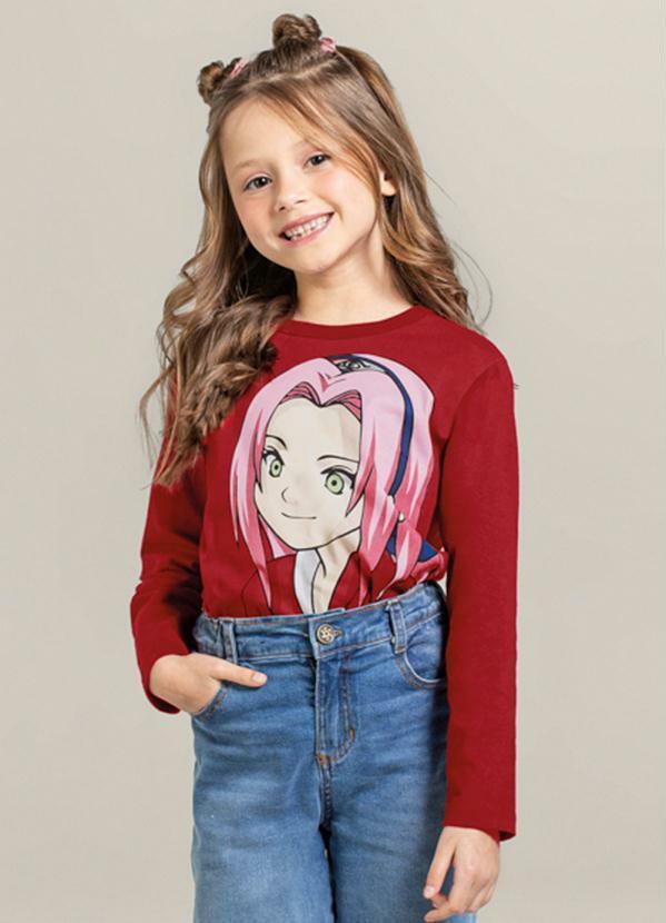 Vista 2 Camiseta Infantil Unissex Naruto Bordô