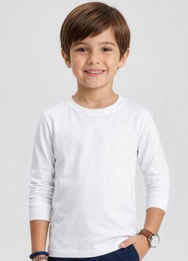 Camiseta Manga Longa Básica Kids Branco