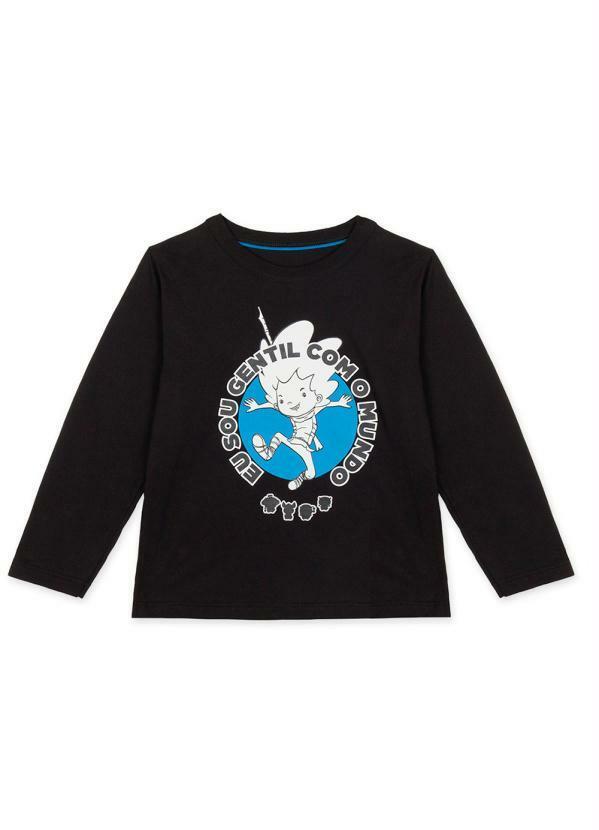 Vista 2 Camiseta Vito Manga Longa Infantil Unissex Preto Lilica Ripilica Lilica Ripilica