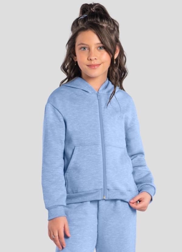 Jaqueta Menina em Moletinho Azul