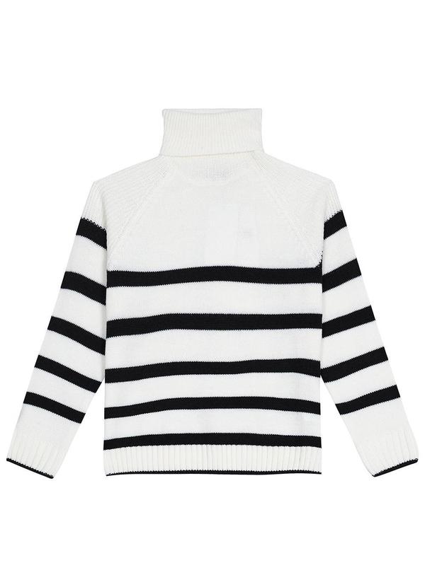 Suéter Infantil em Tricô Listrado Off White