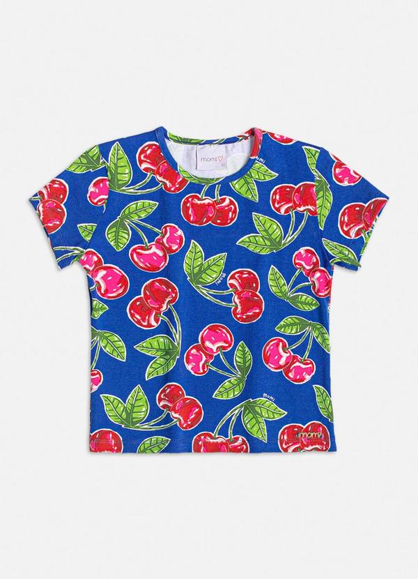 Vista 2 Blusa com Estampa de Cerejas Azul Momi Momi
