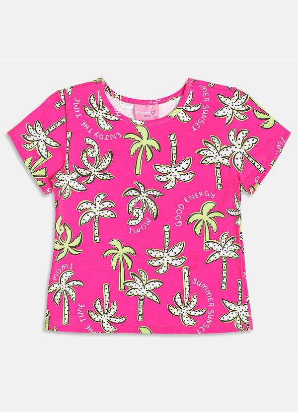 Vista 2 Blusa com Estampa de Coqueiros Rosa Momi Momi