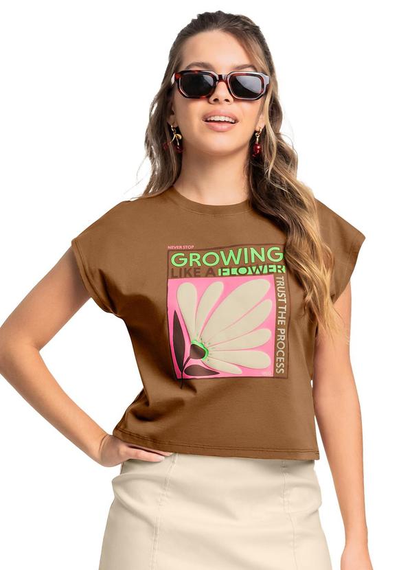 Blusa em Algodão Juvenil sem Manga Marrom