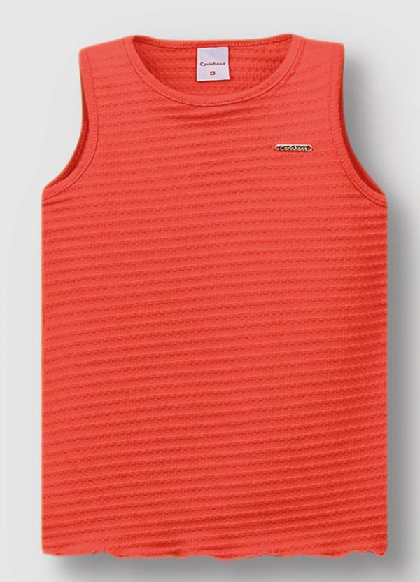 Vista 2 Blusa em Malha Texturizada Laranja Carinhoso Carinhoso
