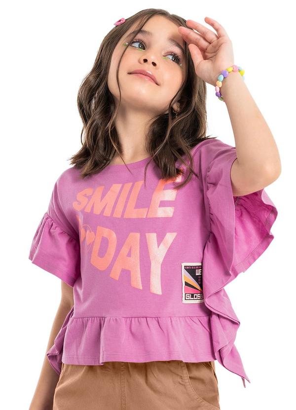 Vista 2 Blusa Smile Today sem Mangas Meia Malha Rosa Gloss Gloss