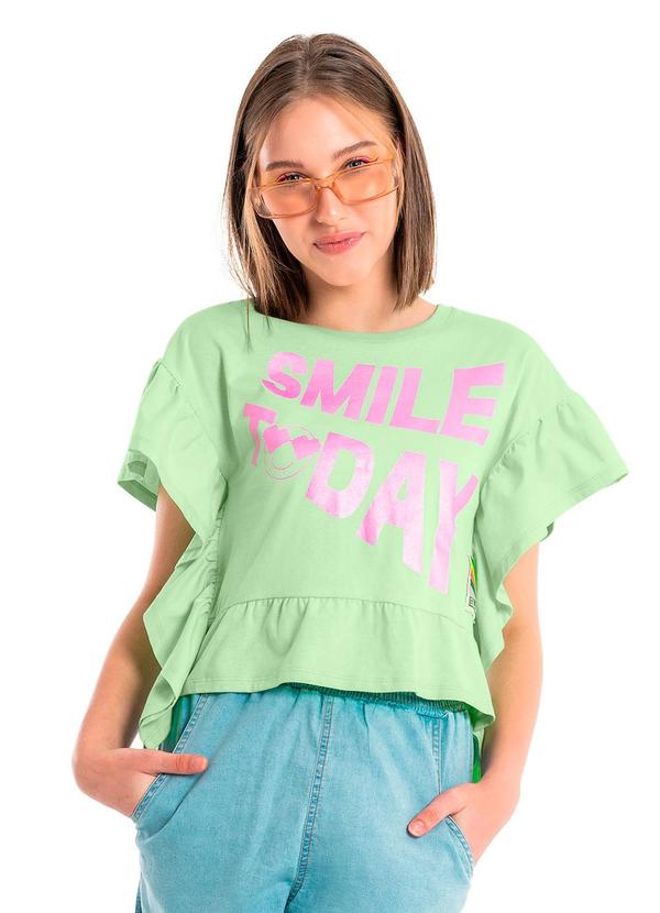 Vista 2 Blusa Smile Today sem Mangas Verde Gloss Gloss