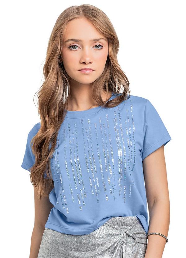 Vista 2 Blusa com Paetê Juvenil Azul Gloss Gloss