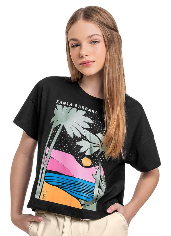 Vista 2 Blusa com Strass Juvenil Preto Gloss Gloss