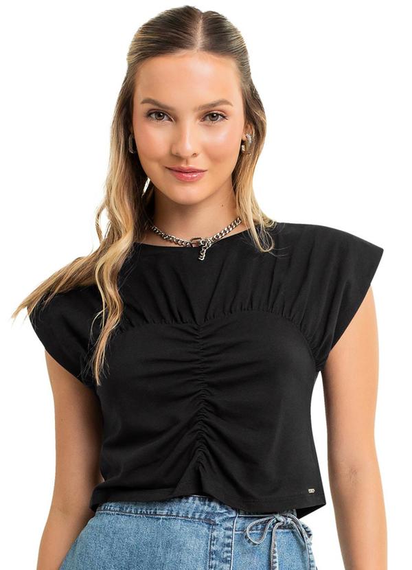 Vista 2 Blusa Corset Juvenil para Menina Preto Gloss Gloss