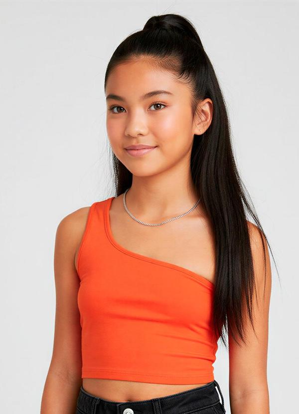 Vista 2 Blusa Cropped Assimétrica Teen Laranja Escuro Malwee Kids Malwee Kids