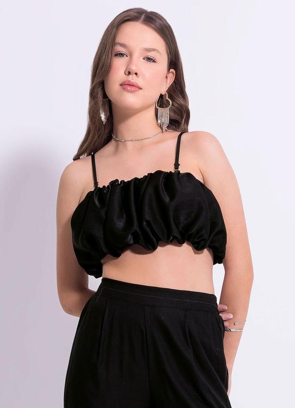 Vista 2 Blusa Cropped em Viscose Preto Malwee Malwee