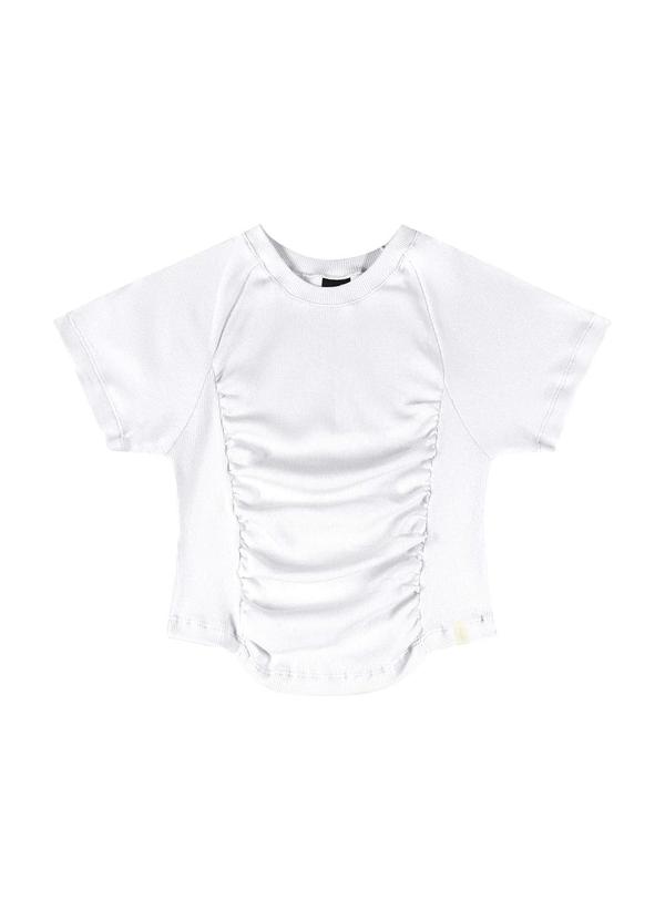 Vista 2 Blusa Cropped Juvenil Branco Gloss Gloss