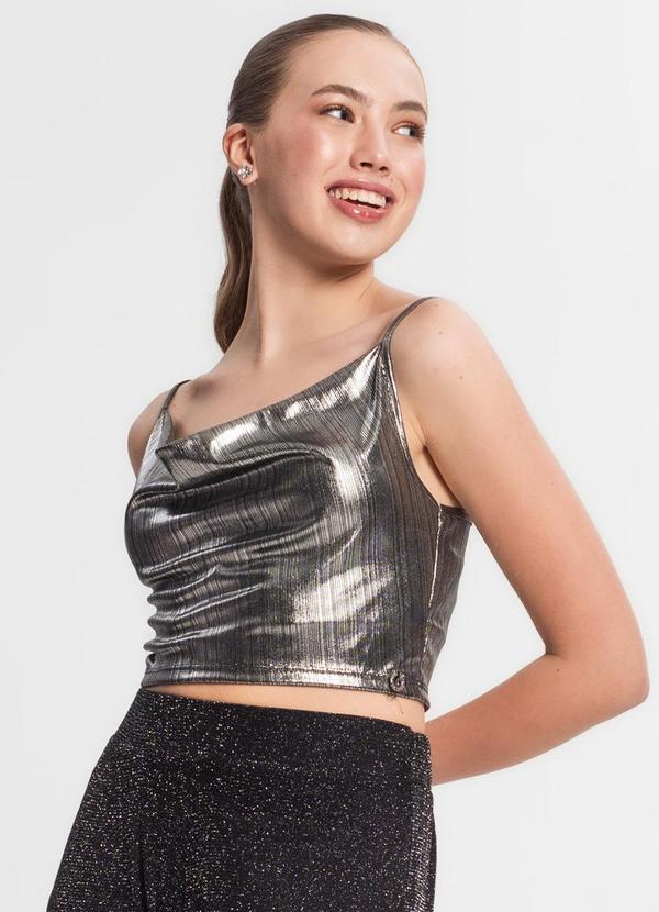 Vista 2 Blusa Cropped Juvenil Cinza MINTY MINTY