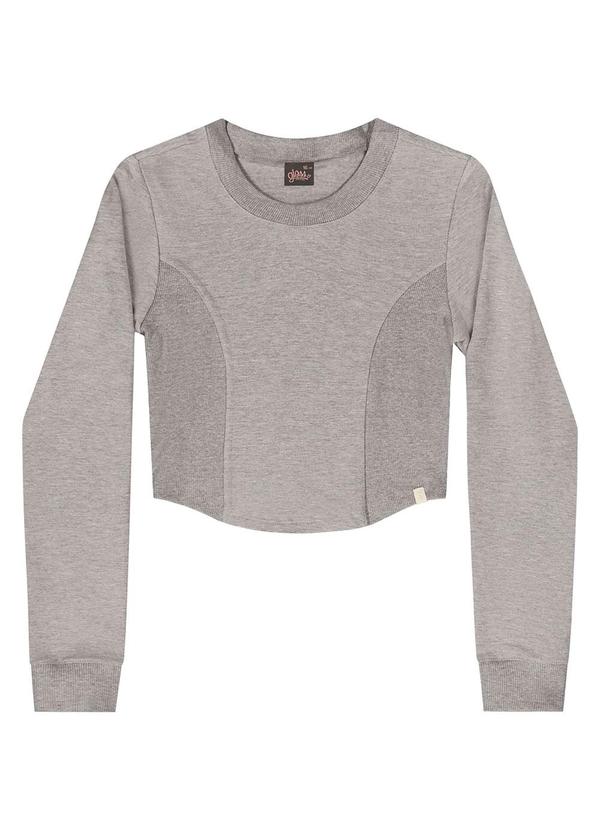 Vista 2 Blusa Cropped Juvenil em Molecotton Cinza Gloss Gloss