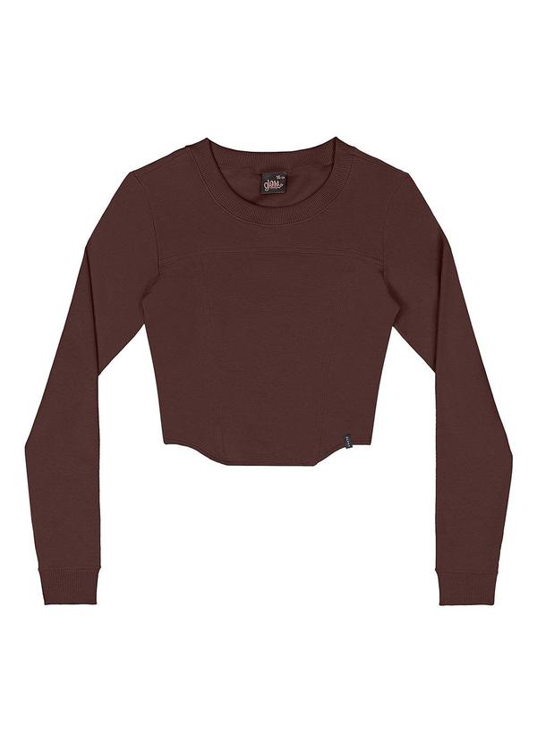 Blusa Cropped Juvenil em Molecotton Marrom