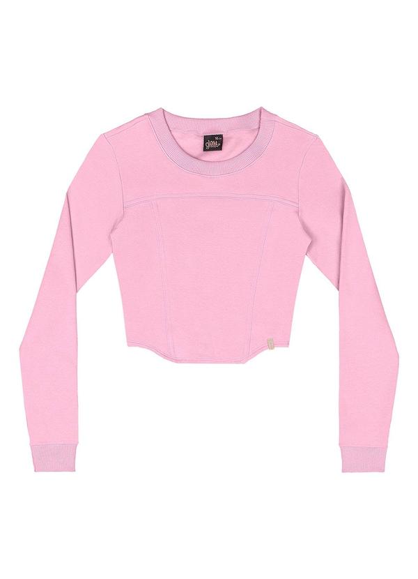 Blusa Cropped Juvenil em Molecotton Rosa