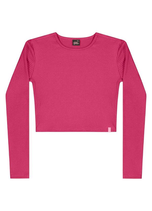 Vista 2 Blusa Cropped Juvenil em Ribana Rosa Gloss Gloss
