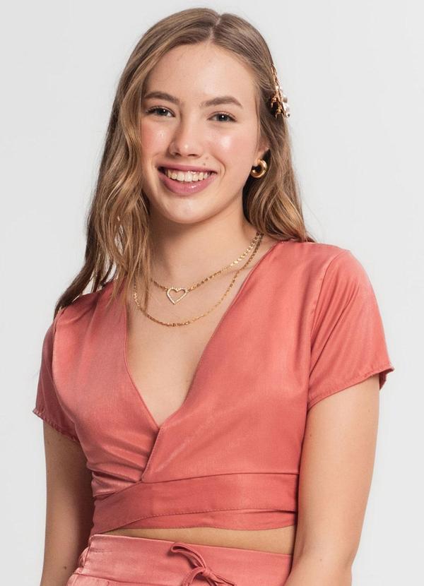 Blusa Cropped Juvenil em Viscopoly Laranja