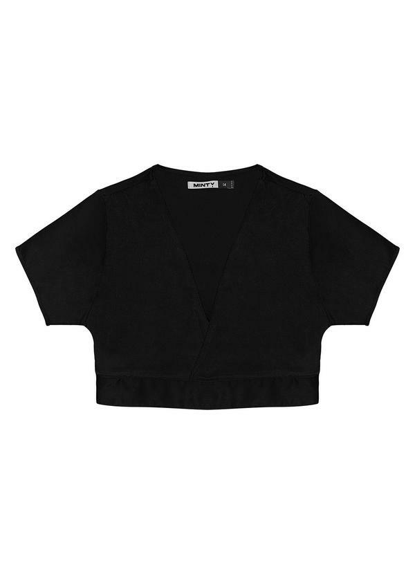 Blusa Cropped Juvenil em Viscopoly Preto