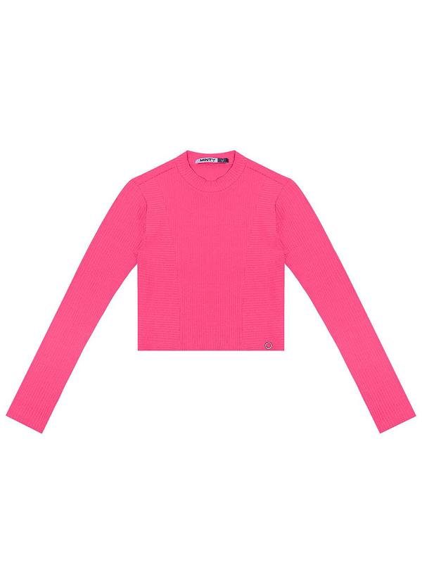 Blusa Cropped Juvenil Feminina Gola Alta Rosa