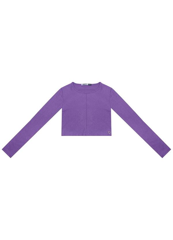 Blusa Cropped Juvenil Manga Longa Roxo
