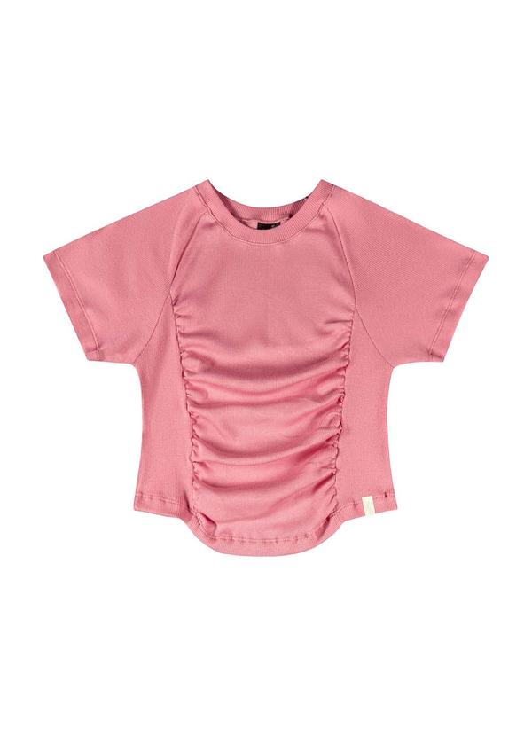 Vista 2 Blusa Cropped Juvenil Rosa Gloss Gloss