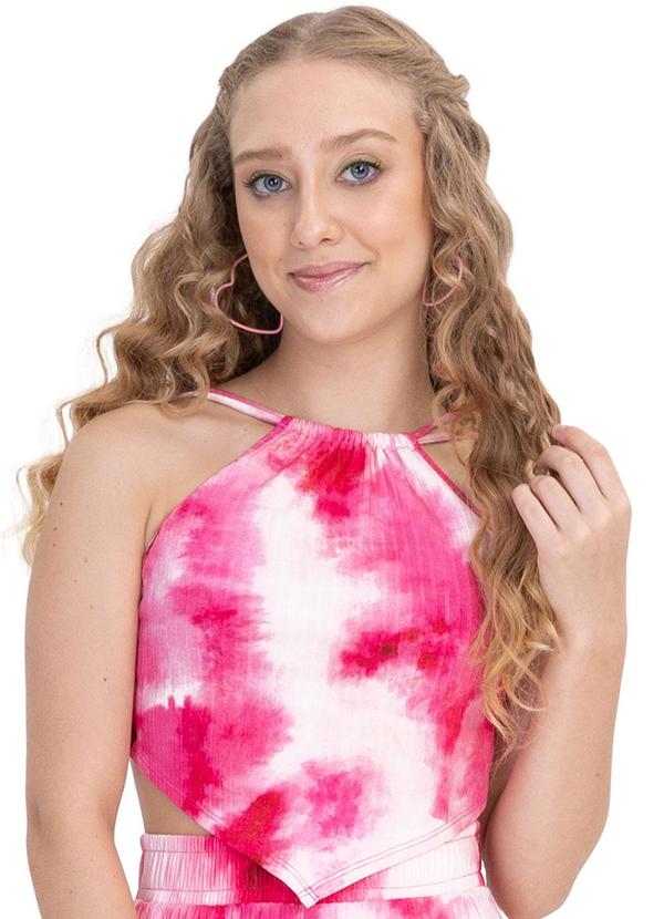Vista 2 Blusa de Alça Juvenil Ribana Canelada Rosa MINTY MINTY